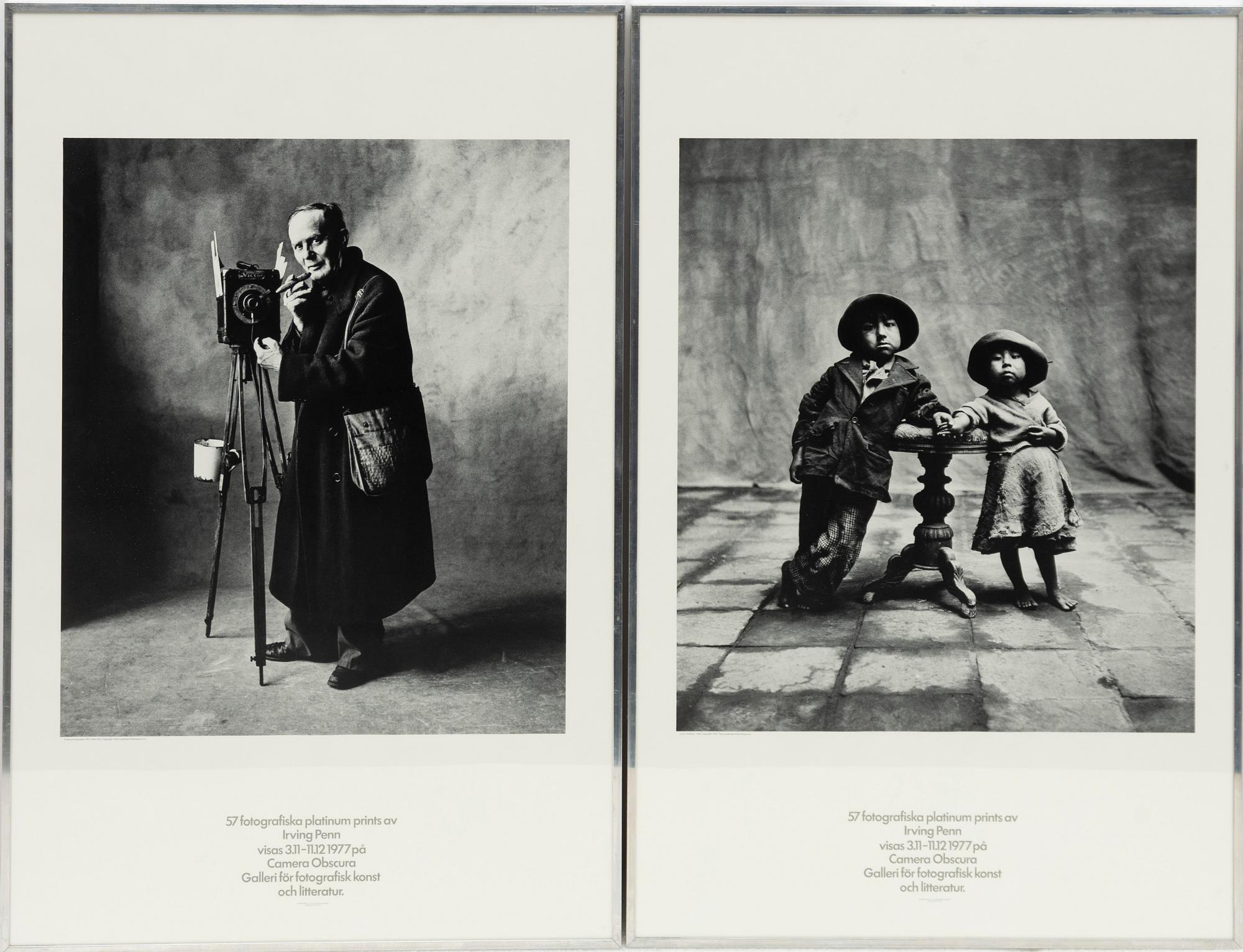 Posters, offset, 2 pcs, for Irving Penn's exhibition at Camera Obscura, 1977.