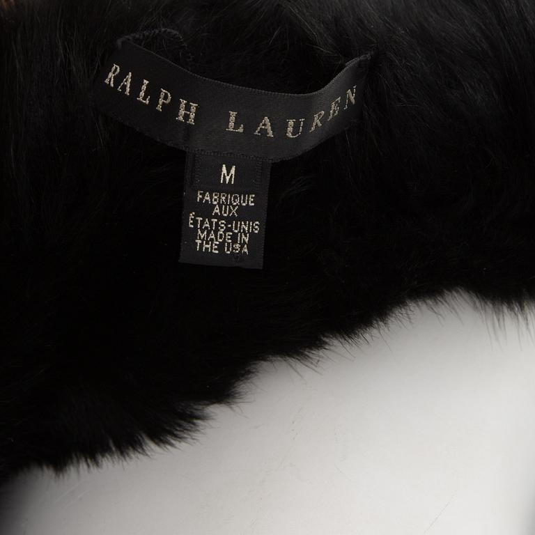 RALPH LAUREN, a black lambfur shawl / stola, size M.