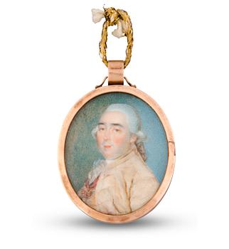 MINIATYRPORTRÄTT, ett par, gouache, Ryssland, 1700-talets slut.