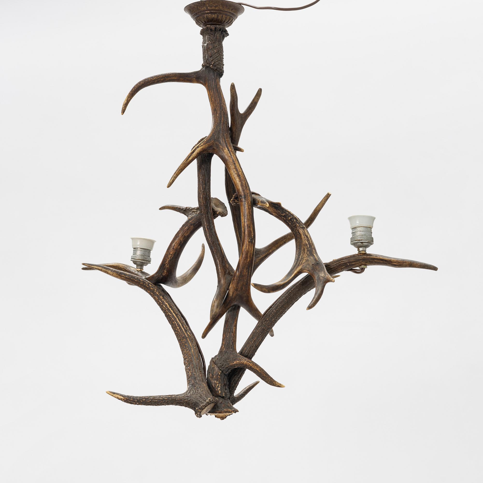 A horn chandelier, first half of the 20th Century.