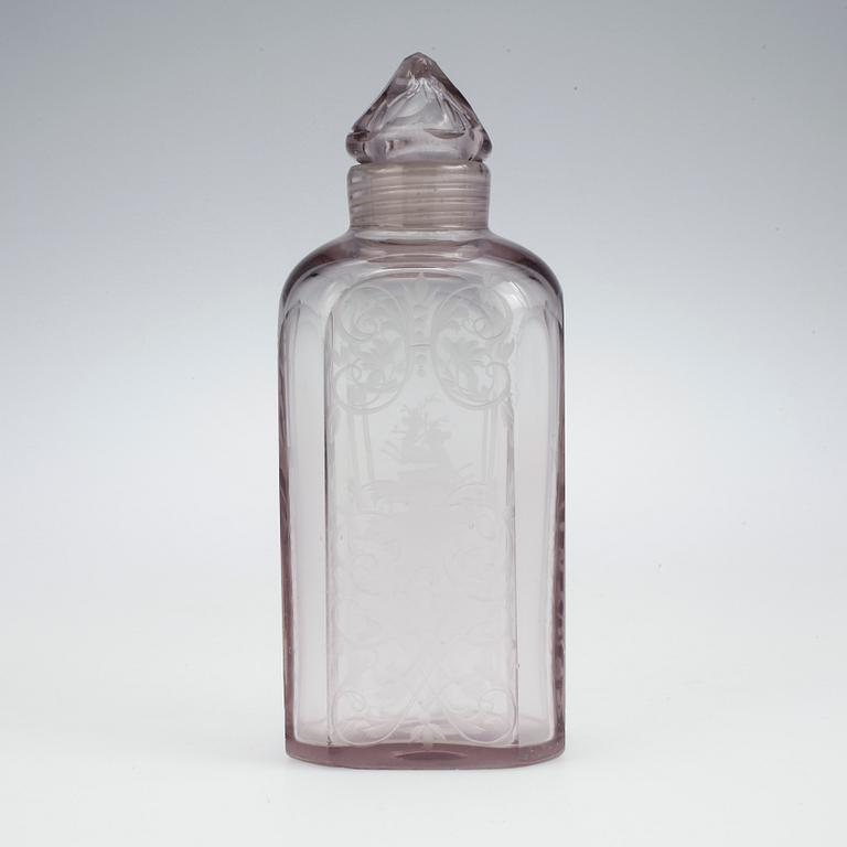 FLASKA MED SKRUVPROPP, glas, 1700-tal.