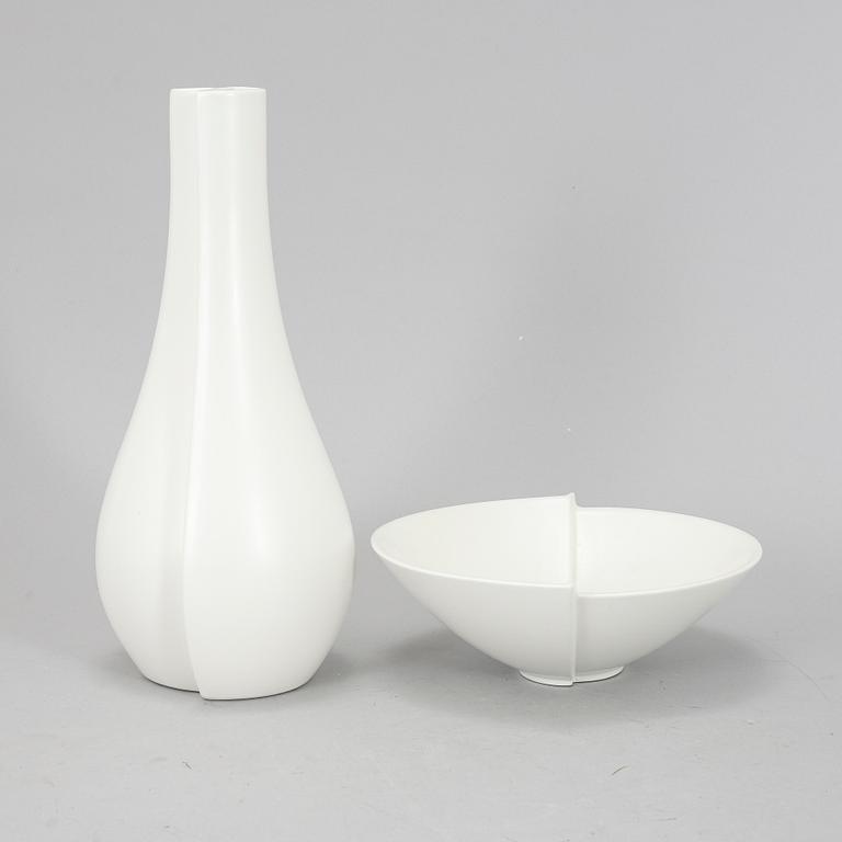 WILHELM KÅGE, a stoneware 'Surrea' vase and bowl from Gustavsberg.