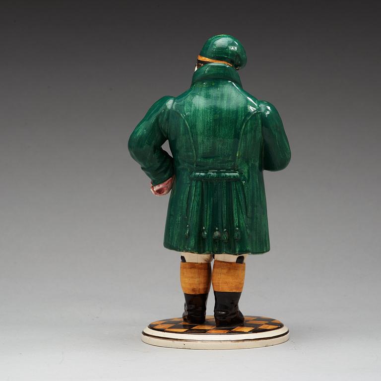 RÖKELSEBRÄNNARE, flintgods. Rörstrand, "Gubben grön", 1800-talets mitt.