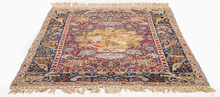 A semi-antique pictoral Tabriz rug, Northwest Persia, c. 200 x 136 cm.