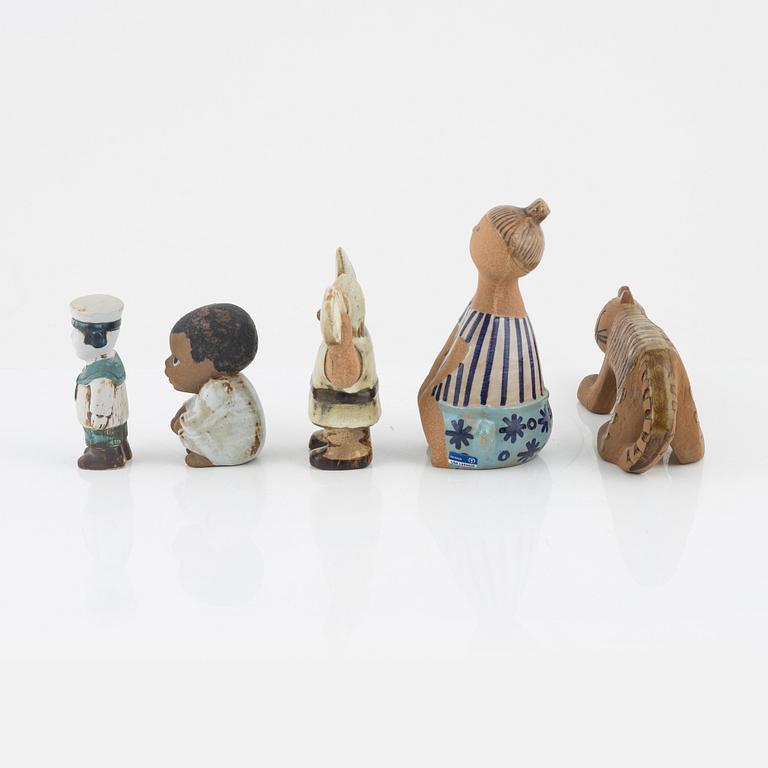 Lisa Larson, figuriner, stengods, 5 st, Gustavsberg.