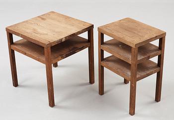 Two stained pine side tables, possibly by Axel Einar Hjorth, Nordiska Kompaniet, Stockholm ca 1930.