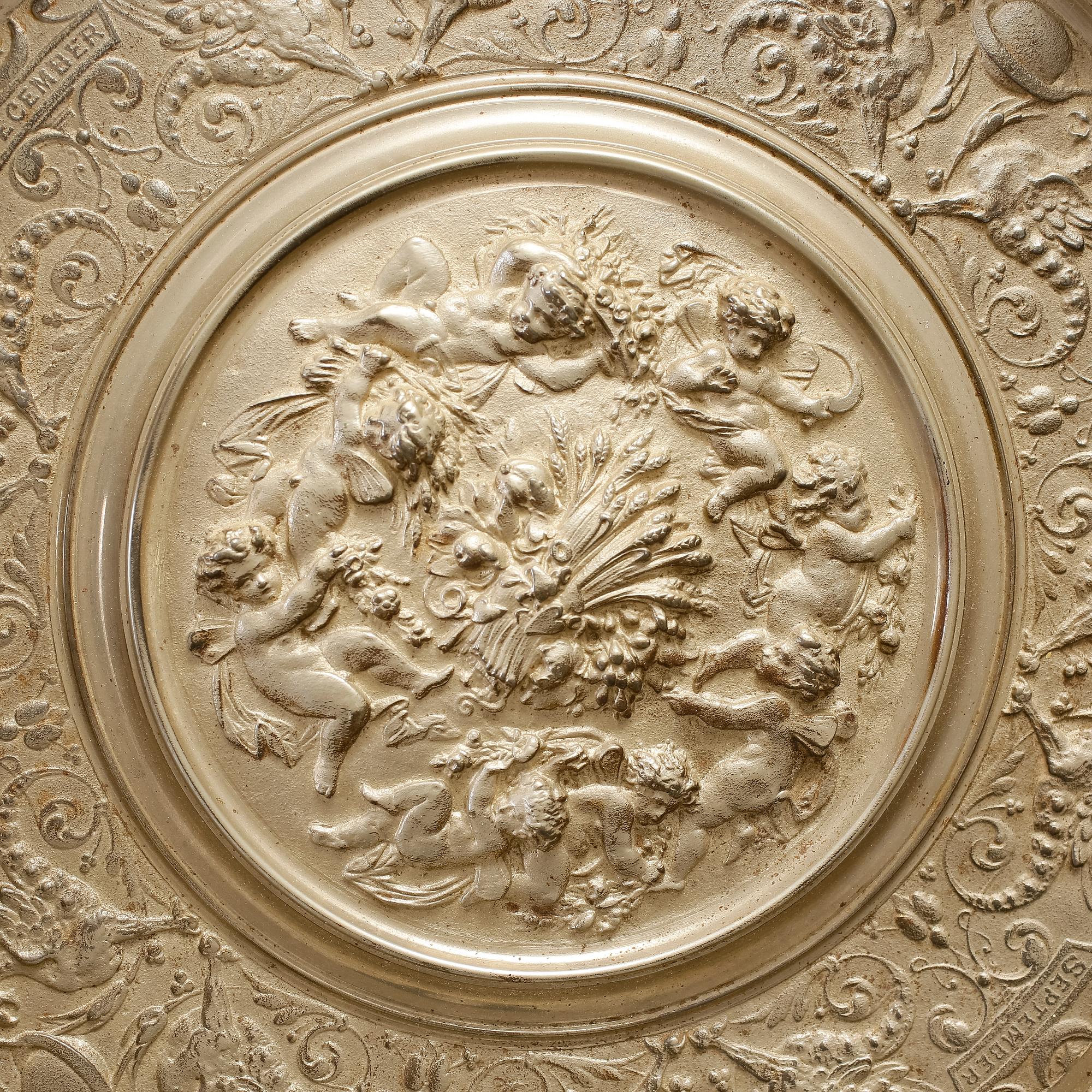VÄGGPLAKETT, patinerad metall, J & C.G. Bolinders, Stockholm, 1900-talets början.