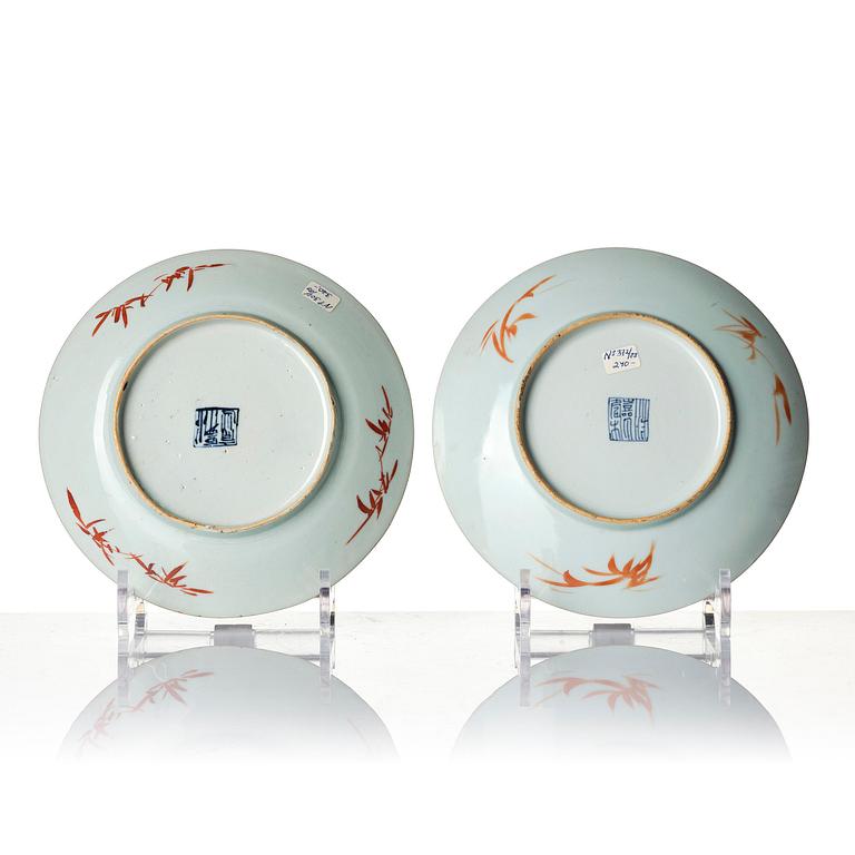 A group of 10 (8+2) blue glazed dishes, late Qing dynasty.
