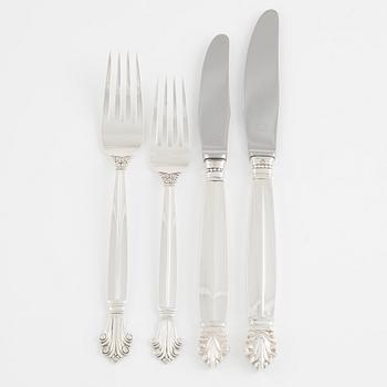 Johan Rohde, Cutlery 107 dlr "Dronning/Acanthus" sterling silver, for Georg Jensen.