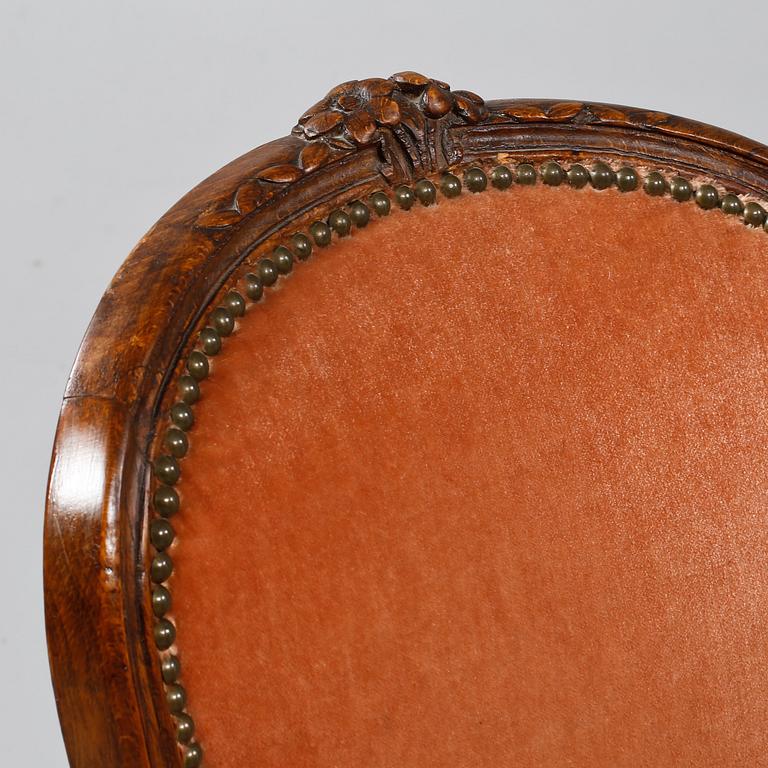 KARMSTOLAR, ett par, Louis XV-stil, 1800-talets andra hälft.