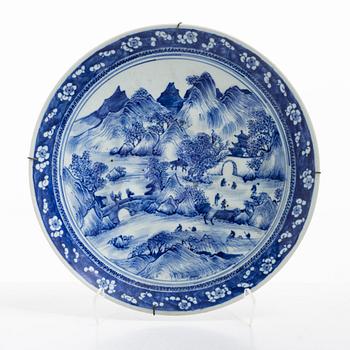A blue and white serving dish, China, circa 1900.