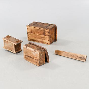 Four handicrrafted items from the 19th century.