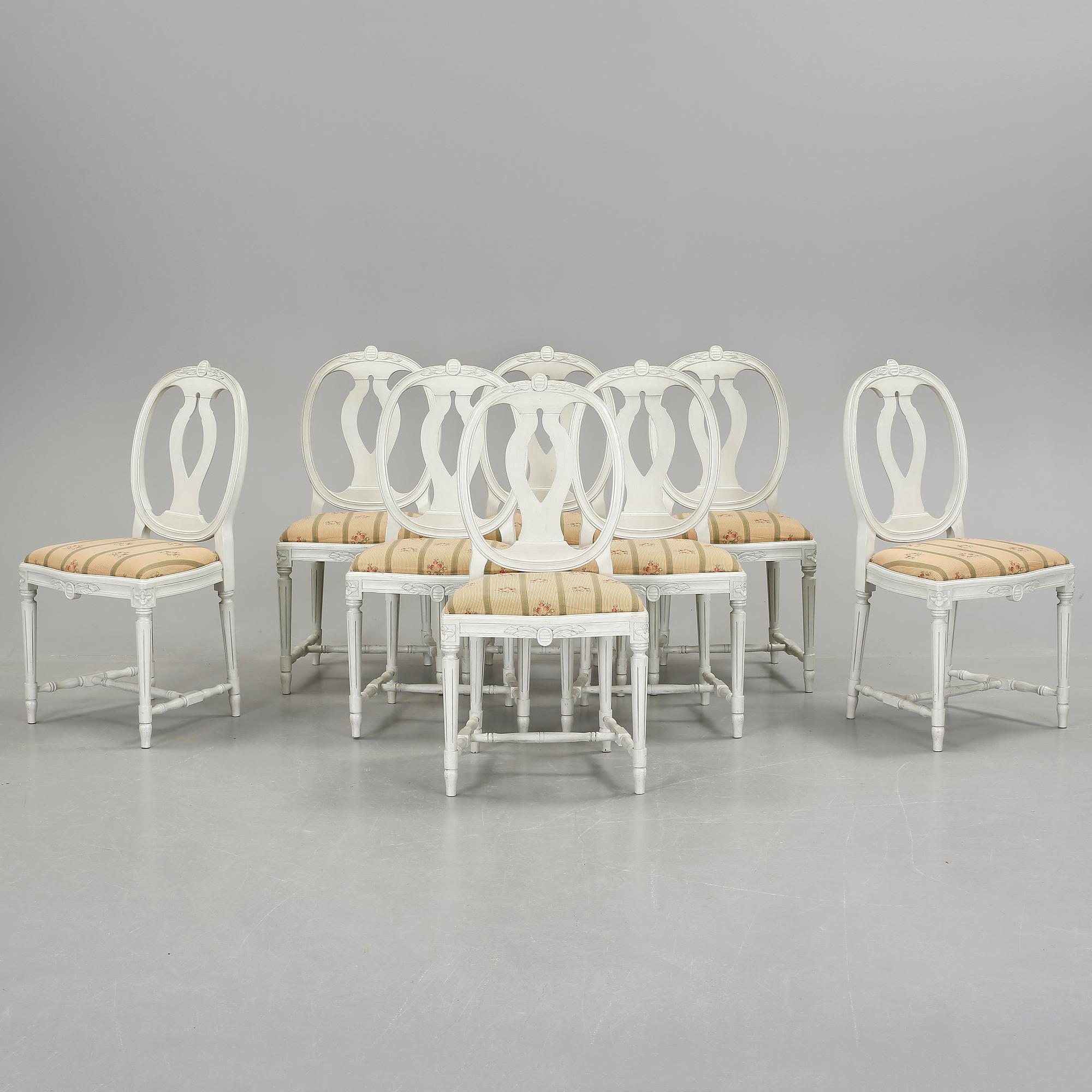 STOLAR, 8 stycken, gustaviansk stil, modern tillverkning.