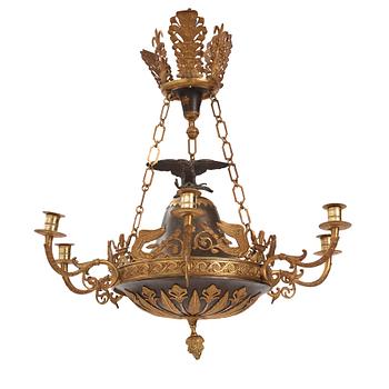 A Swedish Empire 19th century six-light hanging-lamp.