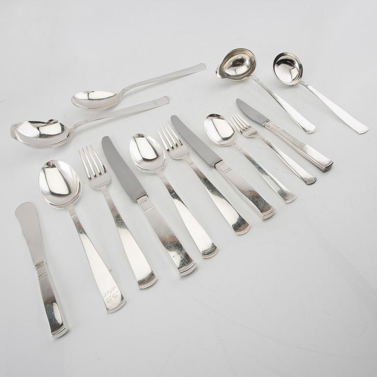 Jacob Ängman, cutlery 132 pcs "Rosenholm" silver GAB 1950s/60s.