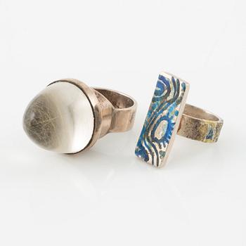 Lars Arby, five rings in sterling silver, Gothenburg 1963, 1966, 1967 and 1972.