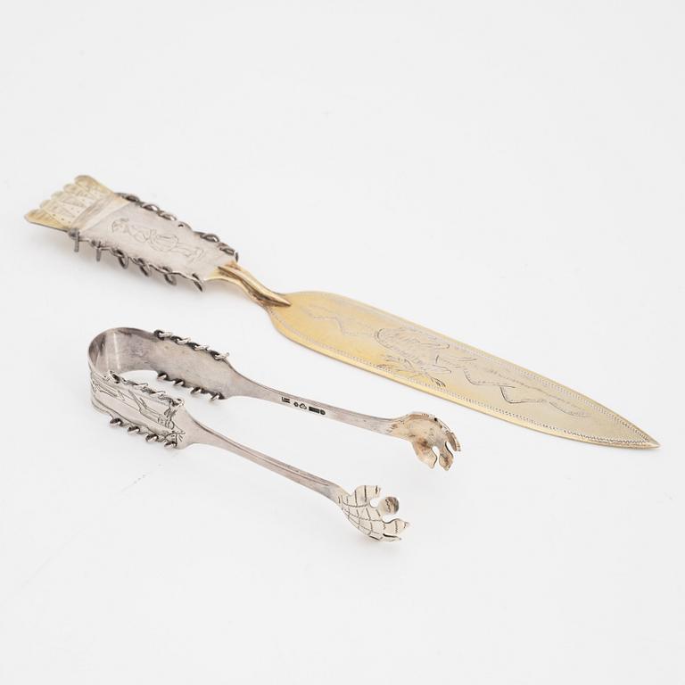 Swedish silver cutlery and napkin rings, including mark of Fritz Olsson, Luleå 1966 (9 pieces).