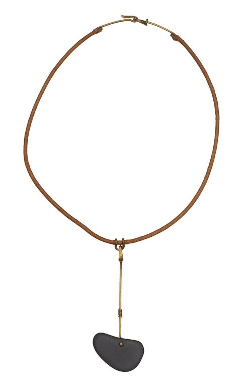A Torun Bülow Hübe, leather and brass necklace, Sweden ca 1950,
