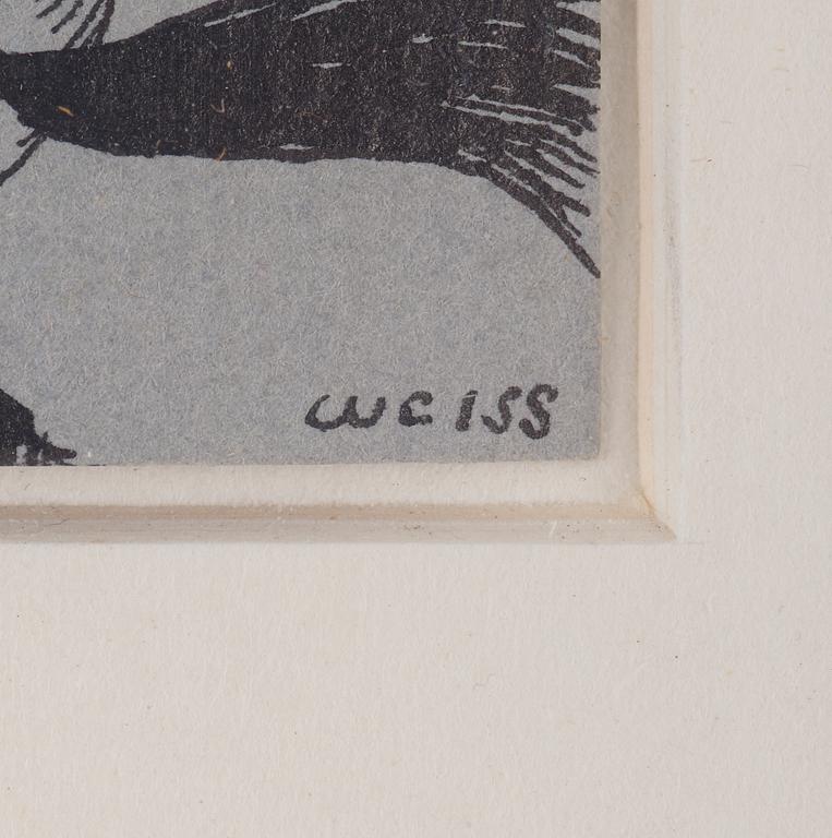 PETER WEISS, indian ink on paper, signed, executed in 1953.