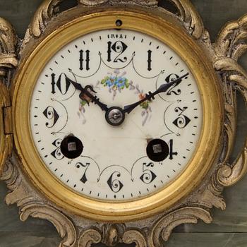 French mantel clock set, mantel clock marked Horlogerie Paris 7742, late 19th century.