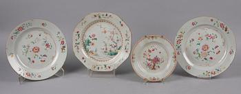 TALLRIKAR, 4 st, porslin, Kina, 1700-tal.