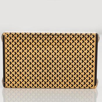 Cartier Art Deco Vanity Case 18K guld med svart emalj och baguette- och rosenslipade diamanter.