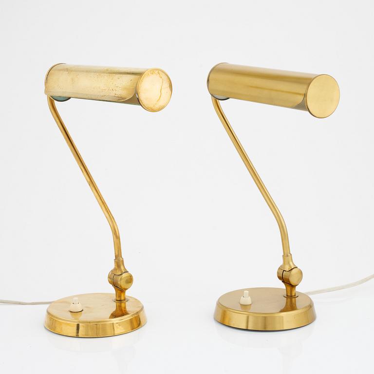 A pair of brass table lights, Falkenbergs belysning, second half of the 20th Century.