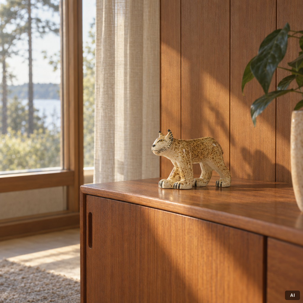 Lisa Larson, an 'Lodjur' figurine, Gustavsberg for NK, Nordiska Kompaniet in collaboration with WWF.