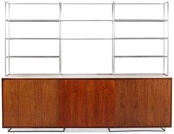 96. A Vladimir Kagan walnut and chrome plated steel sideboard, Vladimir Kagan Designs Inc USA.