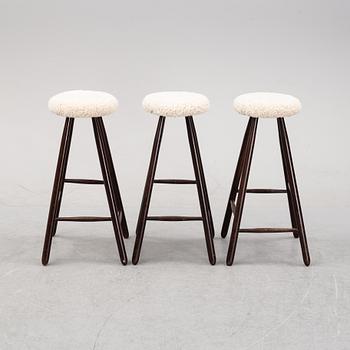 A set of three bar stools, second half of the 20th century.