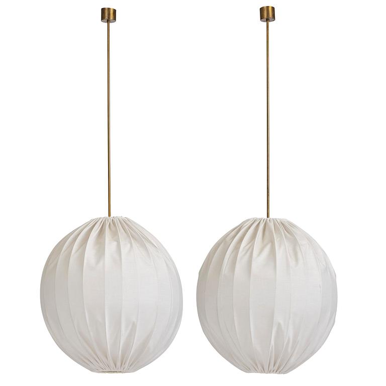 Bertil Brisborg, attributed to, an imposing pair of ceiling lamps, Nordiska Kompaniet, ca. 1957-60.