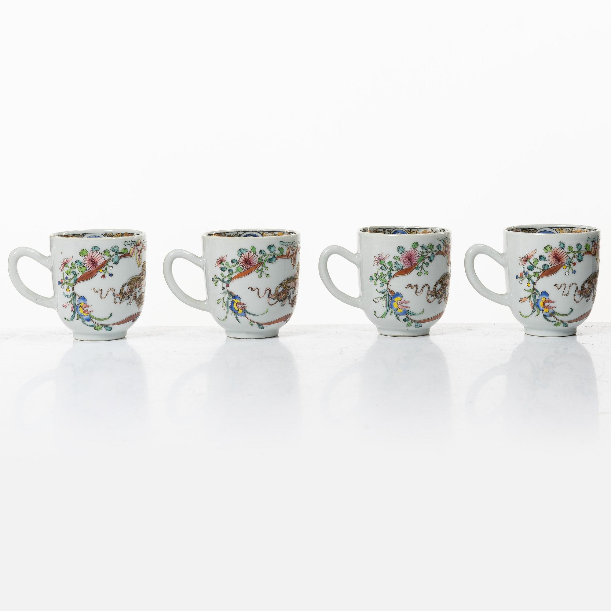 A group lot of 11 Chinese cups, Qing dynasty, Qianlong (1736-95).