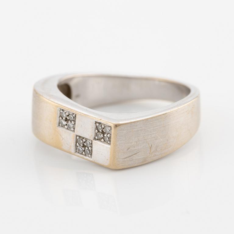 Ring, 18K white gold with small diamonds.