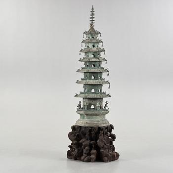 A large bronze pagoda, Qing dynasty (1644-1912).