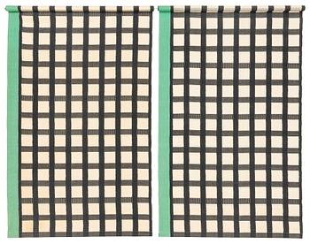 374. Olle Nyman, a pair of tapestries, flat weave, c 204 resp 220 x 128 cm, Handarbetets Vänner.