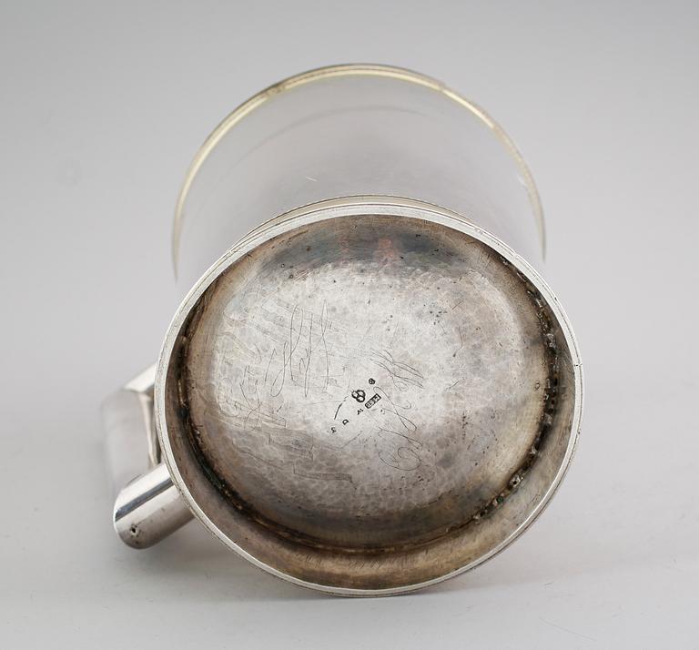 A Swedish early 19th century parcel-gilt tankard, marks of Magnus Söderberg, Visby 1810.