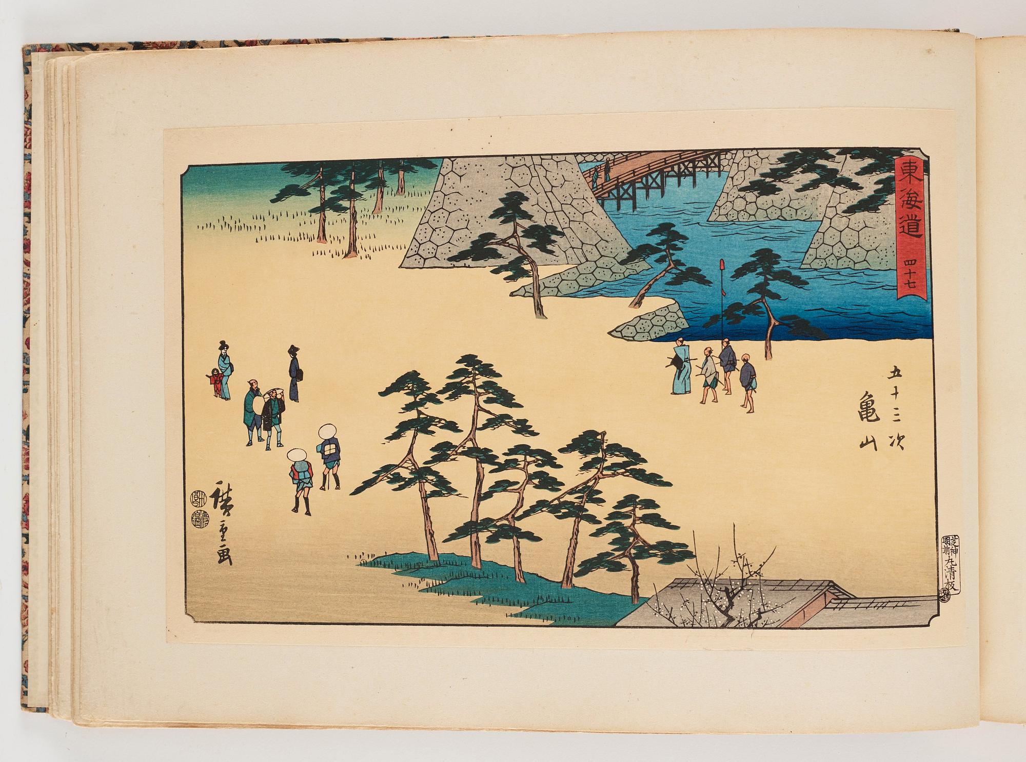 An album with Japanese woodblock prints after Ando Utagawa Hiroshige (1797-1858), mid 20th Century. (37 prints).