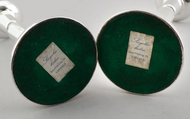 LJUSSTAKAR, 1 par, silver, Löfman, MGAB, Uppsala 1974.