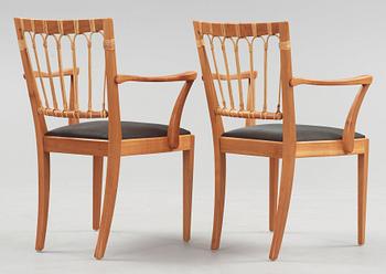 A pair of Josef Frank mahogany and rattan chairs, Svenskt Tenn, model 1165.