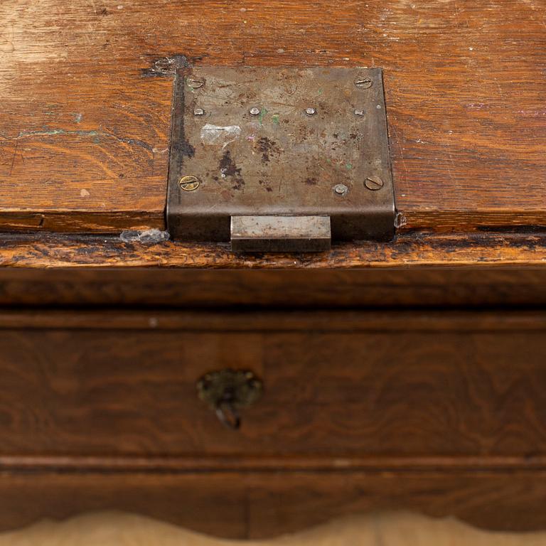 A mid 18th century oak secretaire.