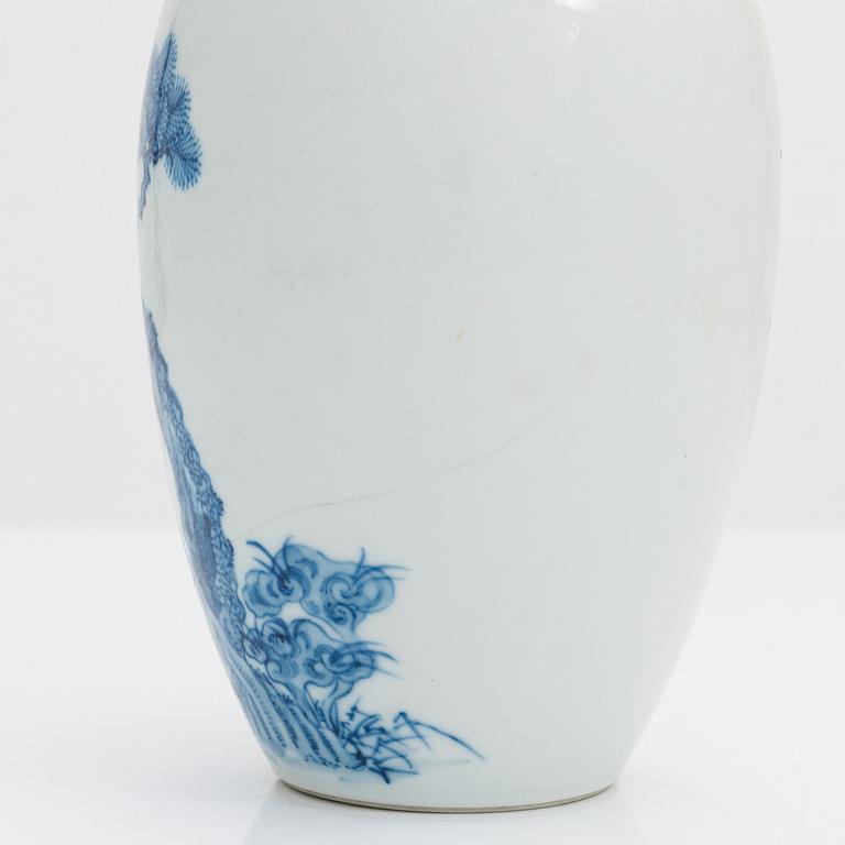 A pair of Chinese blue and white porcelain vases, 20th-century.