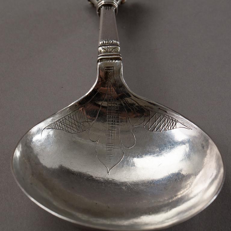 A Scandinavian 16th century silver spoon, unidentified makers mark.