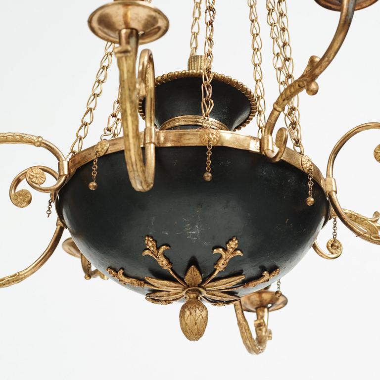 A late Gustavian early 19th century eight-light hanging-lamp.