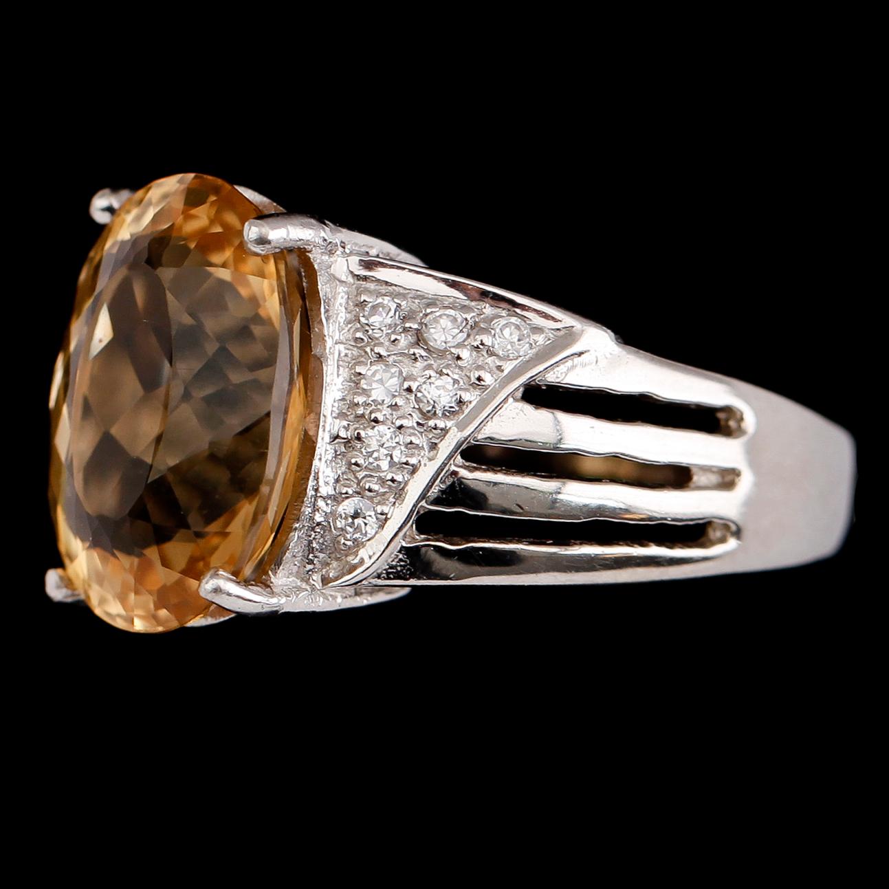 RING, silver, citrin samt vita safirer.
