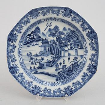 A group of six blue and white dishes, Qing dynasty, Qianlong (1736-95).