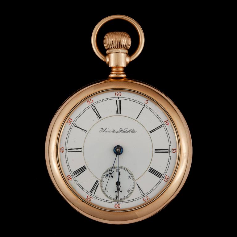 FICKUR, 14k guld, Hamilton Watch Co, Railroad, tidigt 1900-tal. Vikt ca 125g.