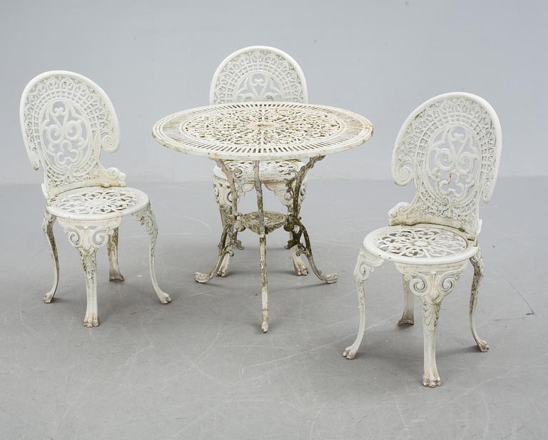 TRÄDGÅRDSMÖBEL, 4 delar, lättmetall, 1900-talets senare del.