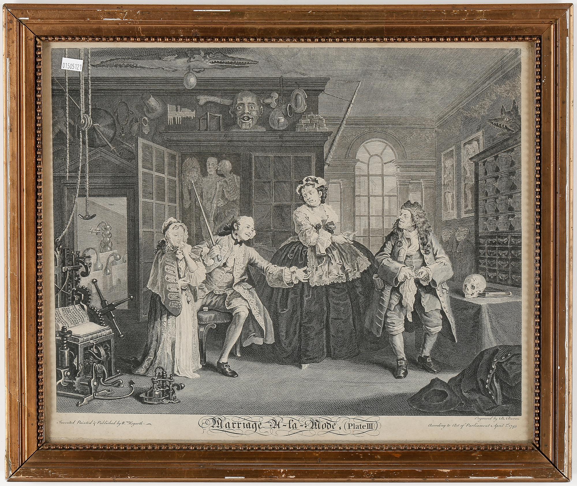 WILLIAM HOGARTH, 6 stycken, kopparstick, 1745.