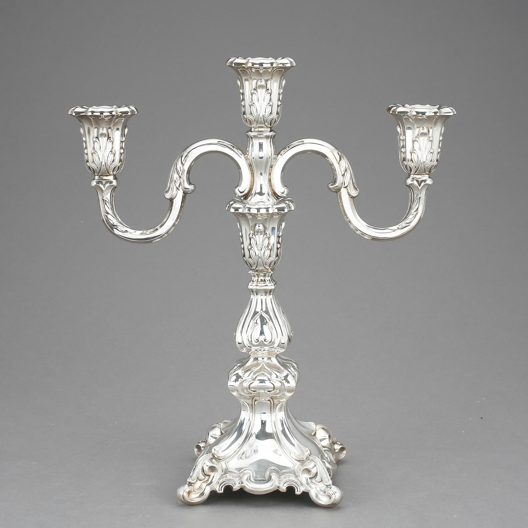KANDELABER, silver, Åbo, Finland, rokokostil, 1965.