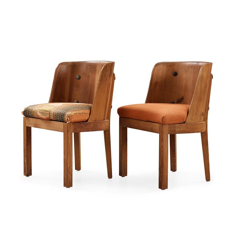 Axel Einar Hjorth, A pair of  'Lovö' stained pine armchairs, Nordiska Kompaniet, NK, 1930's.